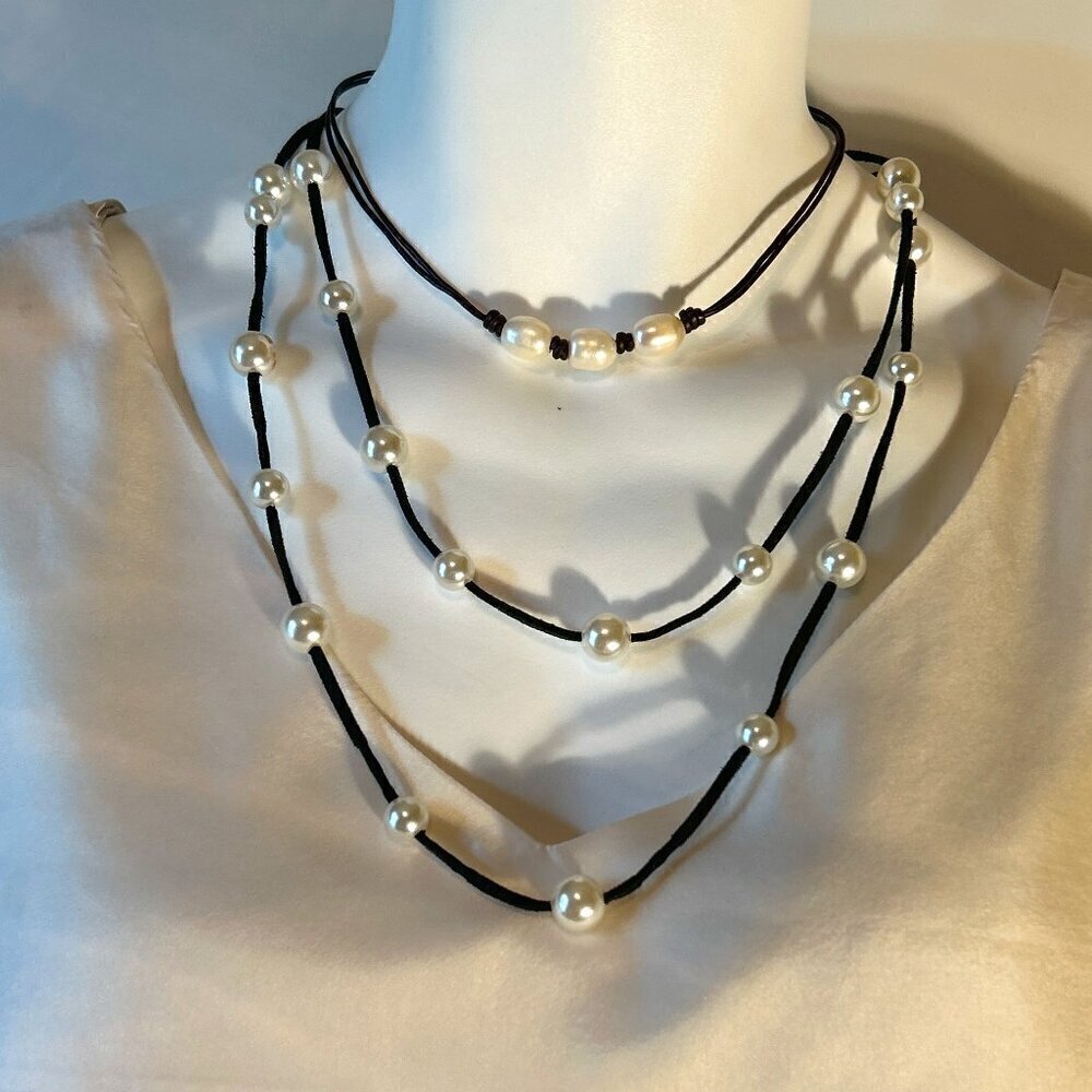 2 pc. Pearl Choker & Necklace Minimalist Parisian boho timeless chic